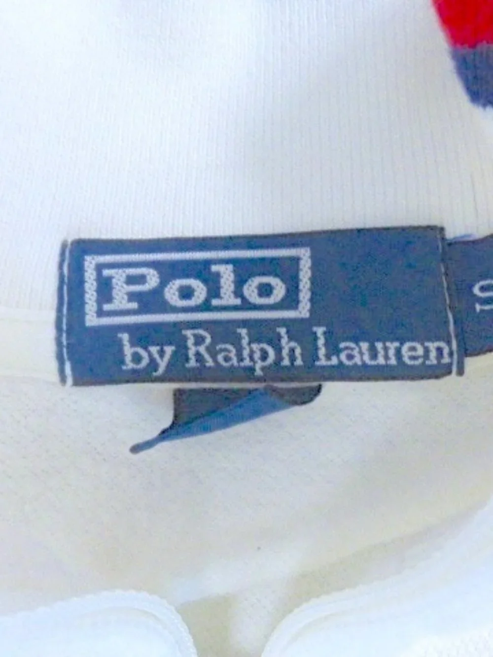 POLO BY RALPH LAUREN 100% COTTON knit white red blue zip pullover Sweater top S